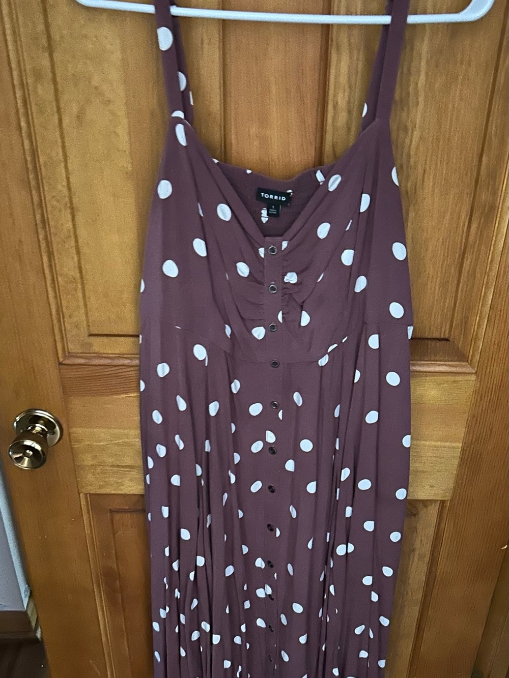 torrid mauve polka dot button-front maxi dress